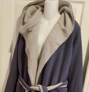 Fluffy hooded robe one size fits most reversible
